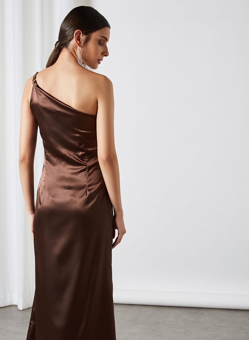 tfnc LONDON - Kellycia Satin Maxi Dress Brown - Image 1