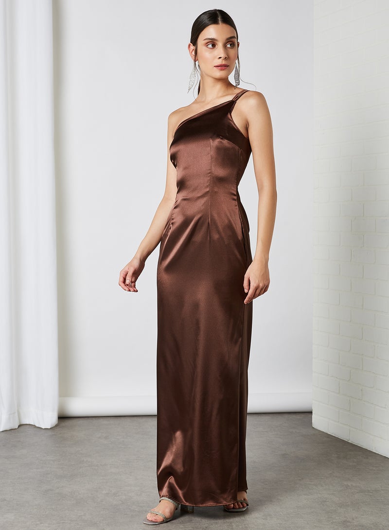 tfnc LONDON - Kellycia Satin Maxi Dress Brown - Image 1