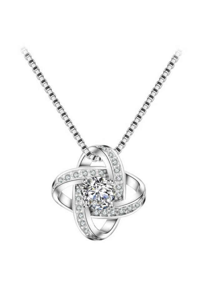 J&J - 925 Sterling Silver Diamond And Zircon Studded Necklace - Image 1