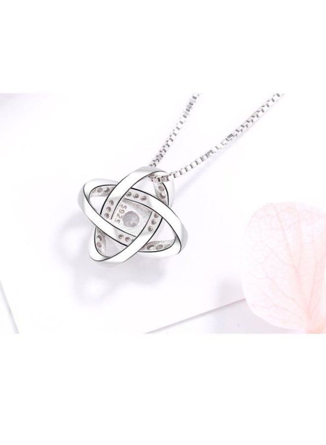 J&J - 925 Sterling Silver Diamond And Zircon Studded Necklace - Image 1