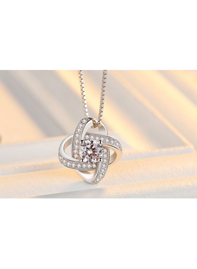 J&J - 925 Sterling Silver Diamond And Zircon Studded Necklace - Image 1