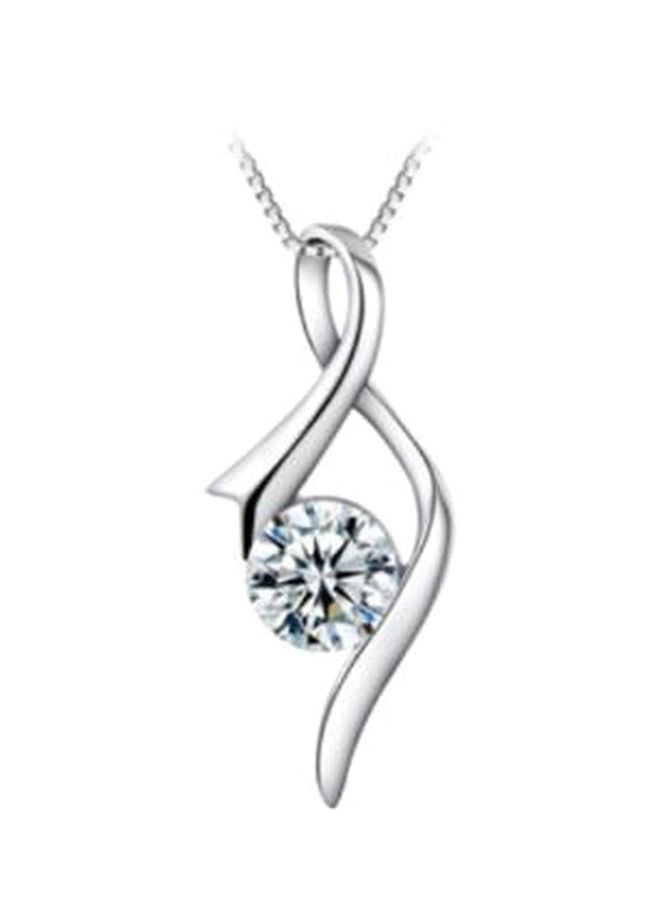 J&J 925 Sterling Silver Diamond Studded Necklace - Image 1