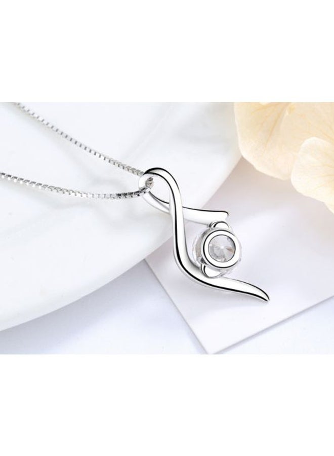 J&J 925 Sterling Silver Diamond Studded Necklace - Image 2