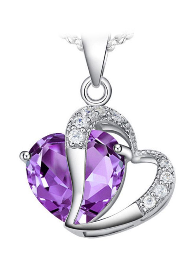 J&J 925 Sterling Silver Amethyst And Diamond Studded Necklace - Image 1