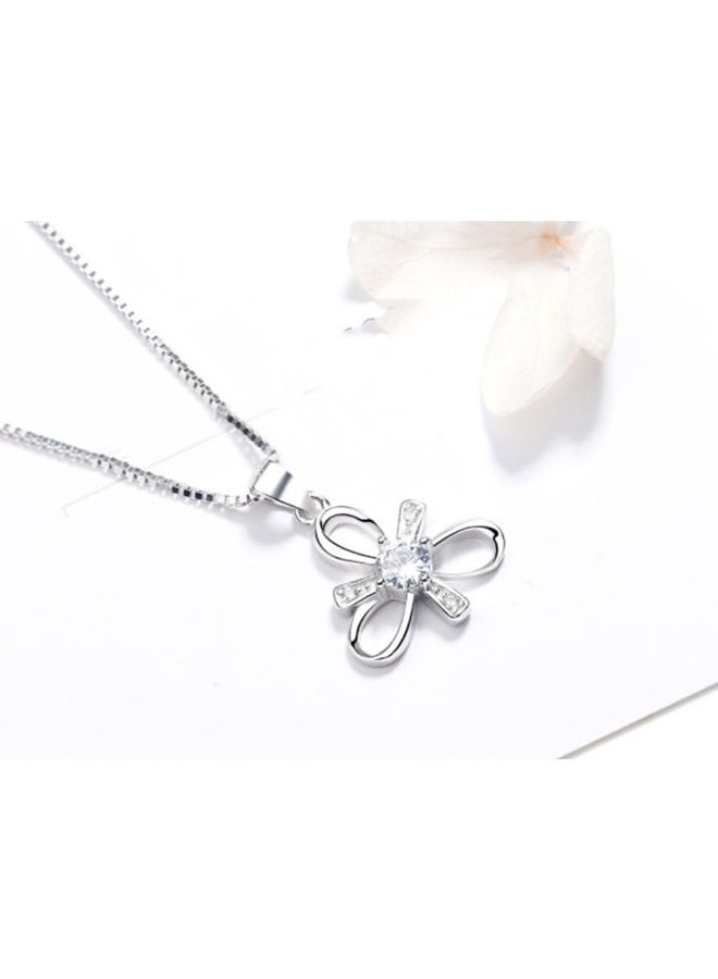 J&J 925 Sterling Silver Zircon And Diamond Studded Necklace - Image 2