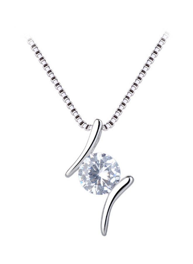J&J 925 Sterling Silver Zircon Studded Necklace 