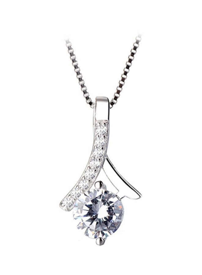 J&J 925 Sterling Silver Zircon And Diamond Studded Necklace