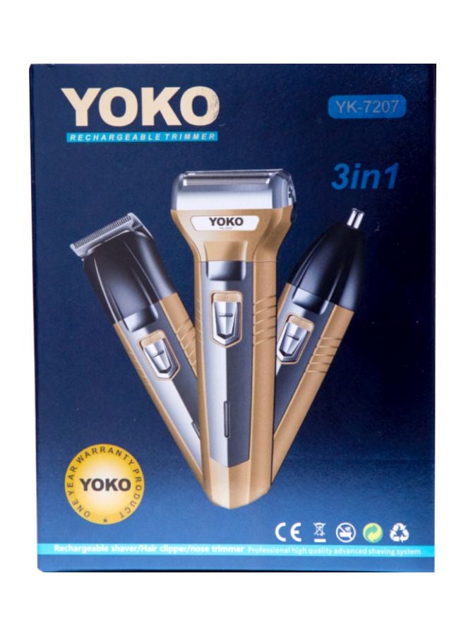 YOKO 3-In-1 Rechargable Trimmer Black/Gold 15cm - Image 2