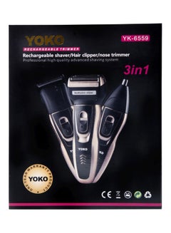 YOKO 3-In-1 Rechargable Trimmer Black/Gold 15cm  - Image 2