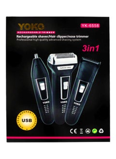YOKO 3-In-1 Rechargable Trimmer Black/White 15cm  - Image 2