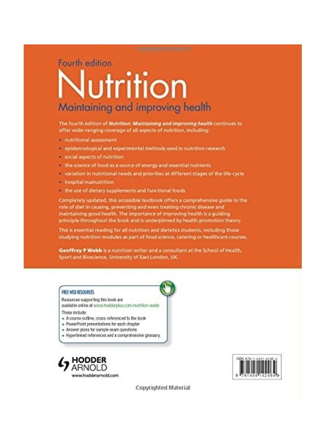 Nutrition Maintaining And Improving Health Paperback English by Dr Geoffrey Webb - 2012  - Image 2