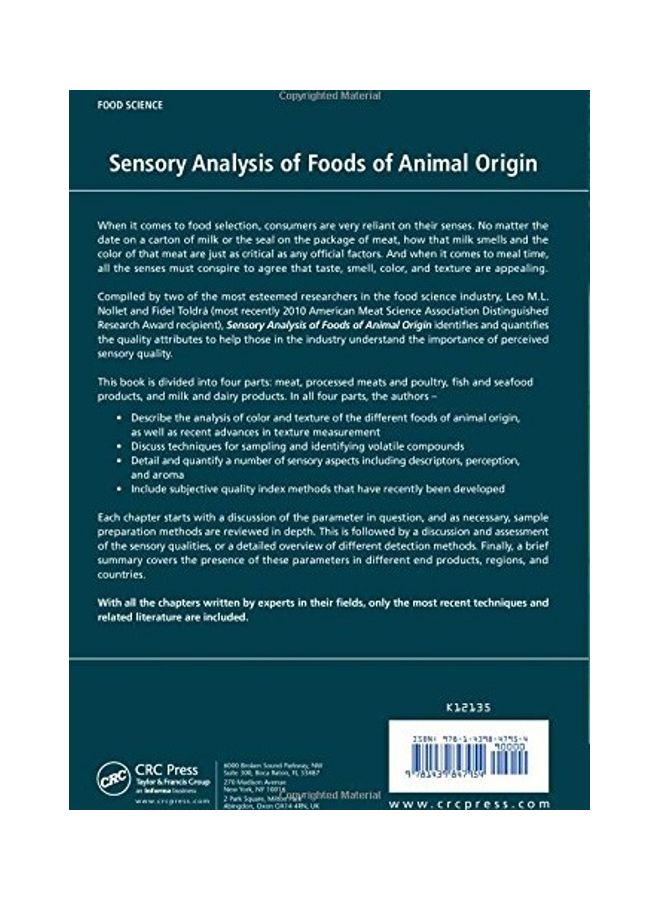 Sensory Analysis Of Foods Of Animal Origin paperback english - 2010  - Image 2