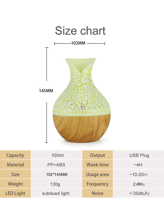 USB Humidifier With Colorful LED Light Crack Light Wood Grain Bottom brown 16*11*11cm - Image 2