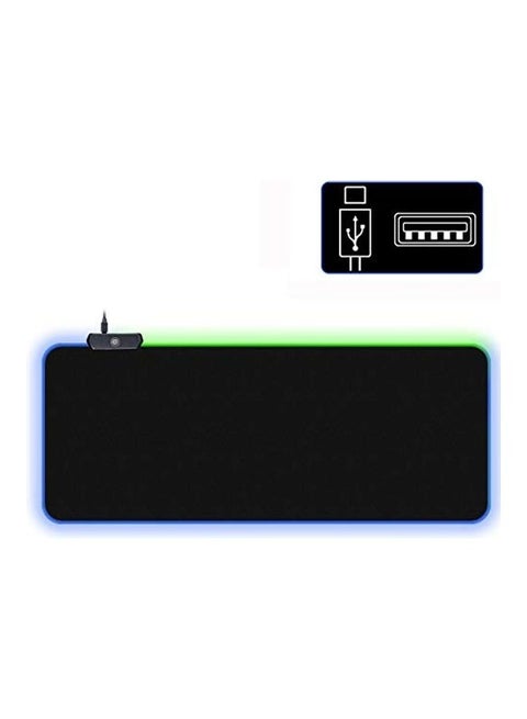 RGB Gaming Mouse Pad Keyboard Extended Long Led With Non-Slip Rubber Base Smooth Surface Waterproof Computer Mouse Pad With USB Port Black