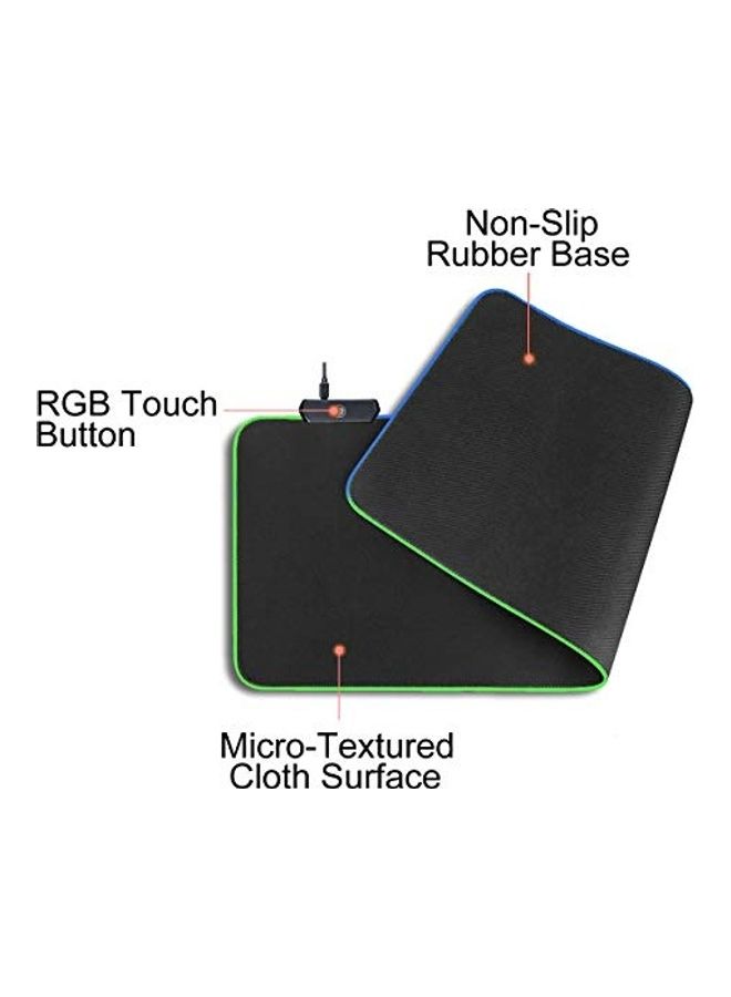GameXcel - RGB Gaming Mouse Pad Keyboard Extended Long Led With Non-Slip Rubber Base Smooth Surface Waterproof Computer Mouse Pad With USB Port Black - Image 1