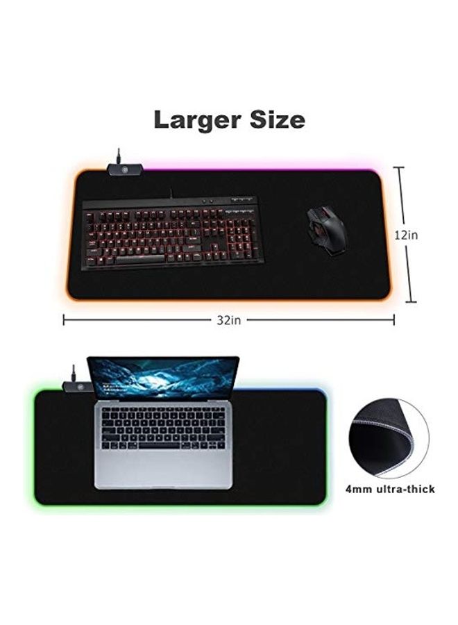 GameXcel - RGB Gaming Mouse Pad Keyboard Extended Long Led With Non-Slip Rubber Base Smooth Surface Waterproof Computer Mouse Pad With USB Port Black - Image 1
