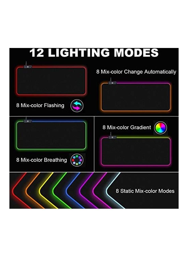 GameXcel - RGB Gaming Mouse Pad Keyboard Extended Long Led With Non-Slip Rubber Base Smooth Surface Waterproof Computer Mouse Pad With USB Port Black - Image 1