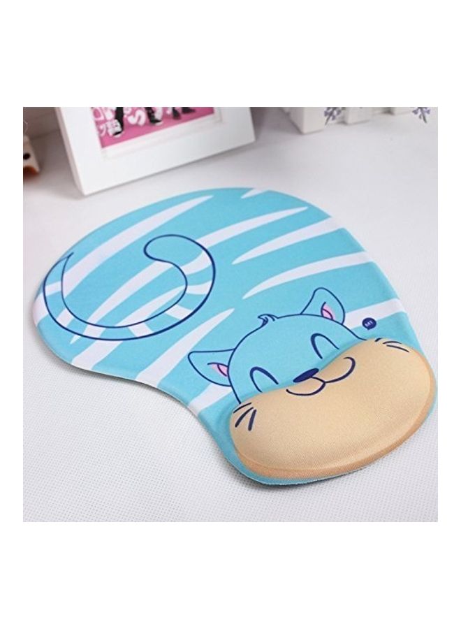 Cat Design Memory Foam Mouse Pad With Wrist Rest Blue/Black/Beige - Image 2
