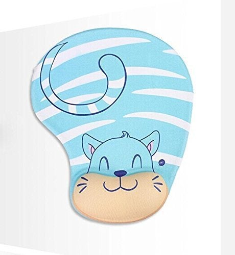 Cat Design Memory Foam Mouse Pad With Wrist Rest Blue/Black/Beige - Image 3