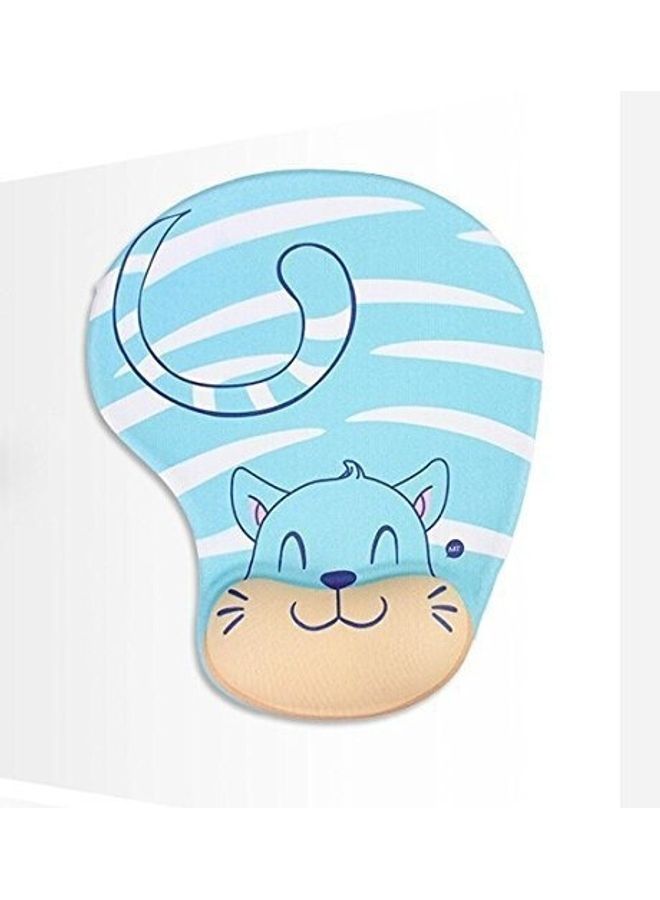 Cat Design Memory Foam Mouse Pad With Wrist Rest Blue/Black/Beige - Image 1