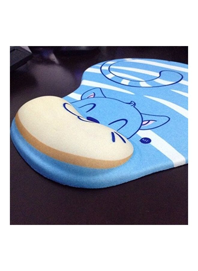 Cat Design Memory Foam Mouse Pad With Wrist Rest Blue/Black/Beige - Image 4