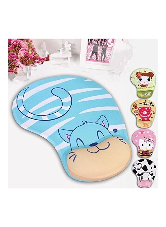 Cat Design Memory Foam Mouse Pad With Wrist Rest Blue/Black/Beige - Image 5