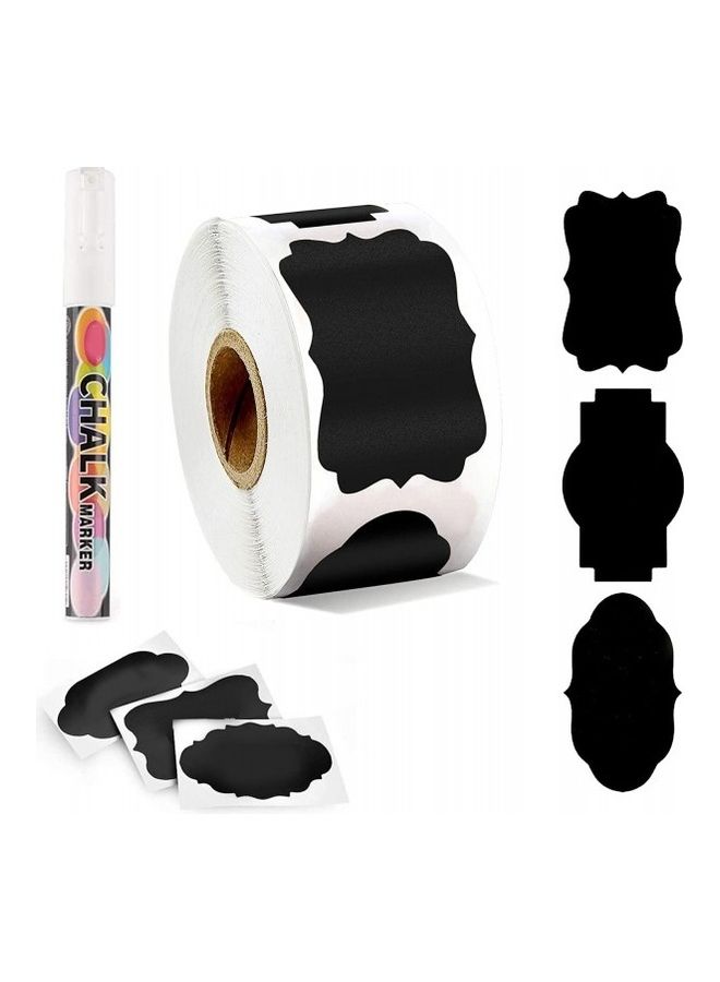 Generic Premify 300 Chalkboard Labels and White Marker Pantry and Storage Stickers for Jars black  - Image 1
