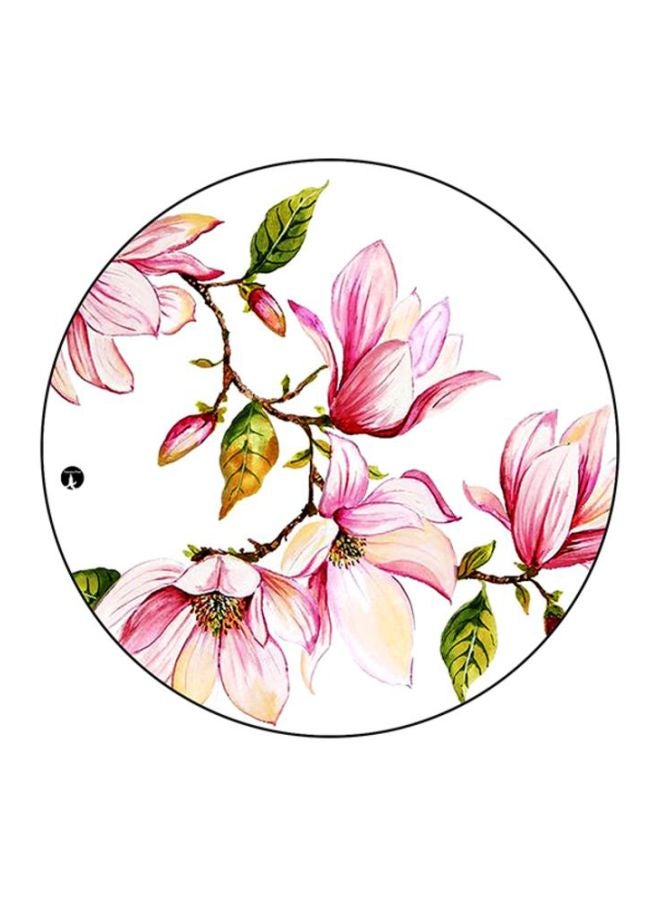 لوحة ماوس مزينة بنقشة الزهور أبيض/وردي/أخضر