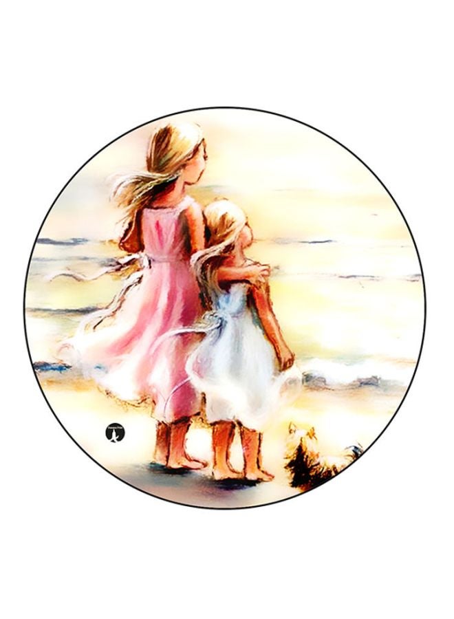 BP Girls Printed Round Mouse Pad Beige/Pink/White