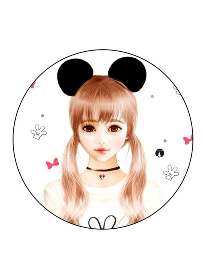 بي بي لوحة ماوس برسمة فتاة أبيض/ بيج/ أسود