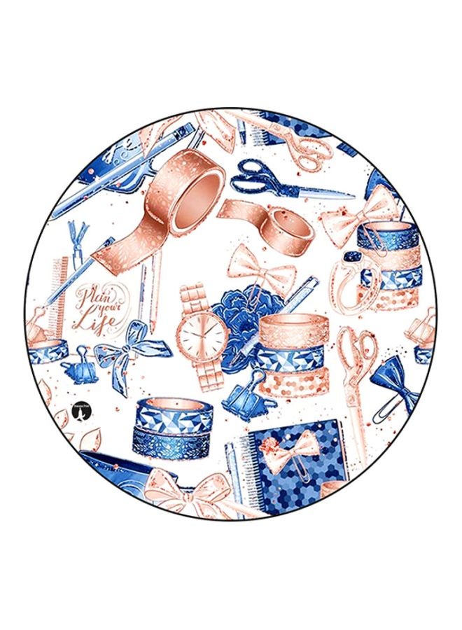 BP Printed Round Mouse Pad White/Blue/Copper