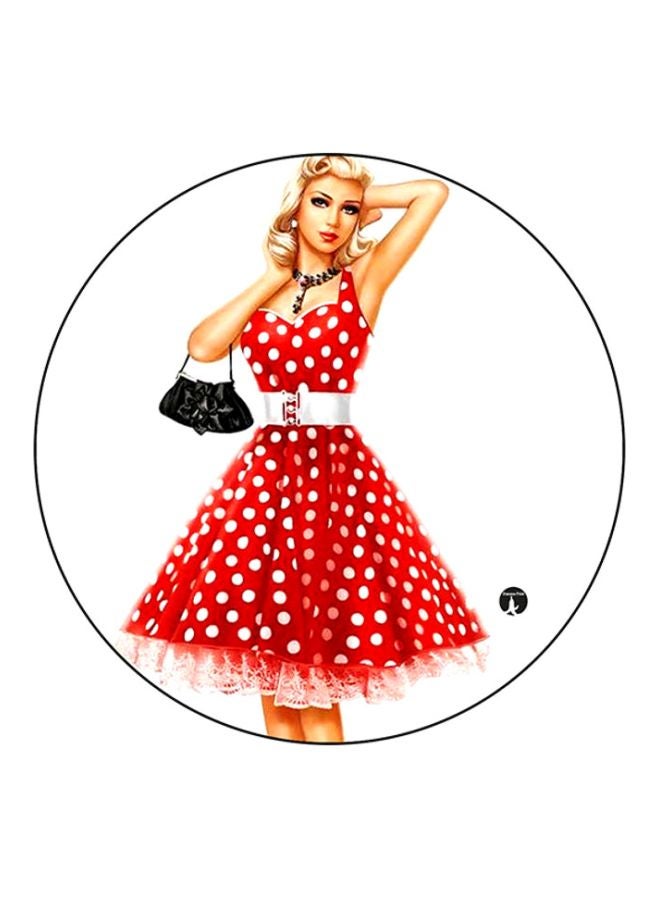 BP Printed Round Mouse Pad White/Red/Brown