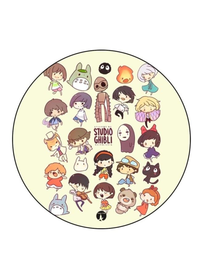 لوحة ماوس بطبعة مستوحاة من أستوديو الرسوم المتحركة جيبلي بيج/برتقالي/أرجواني