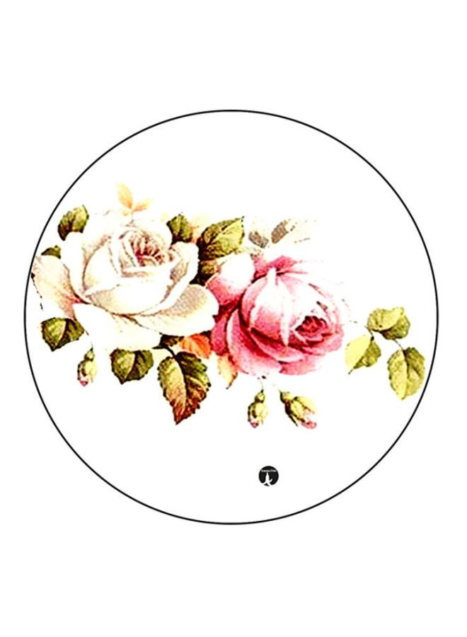 BP Flowers Round Mouse Pad White/Pink/Green