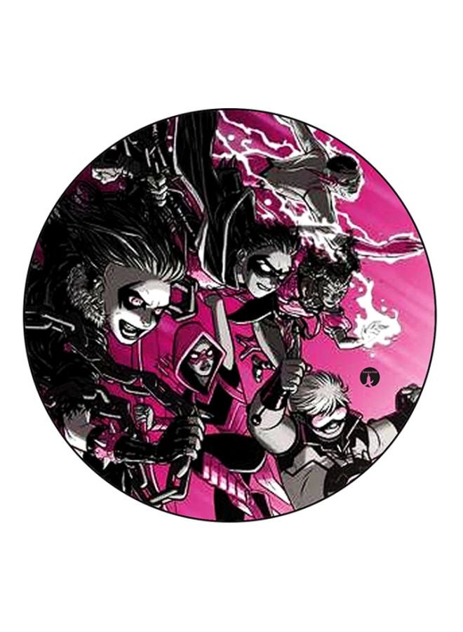 BP Printed Round Mouse Pad Pink/Black/Grey