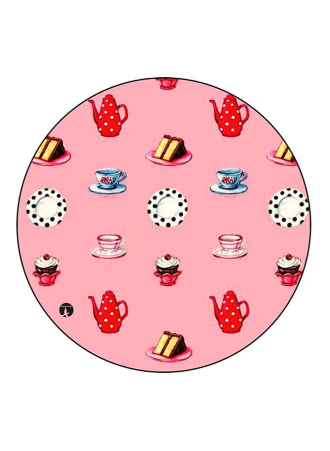 بي بي لوحة ماوس مزينة برسومات طعام وردي/أحمر/أبيض