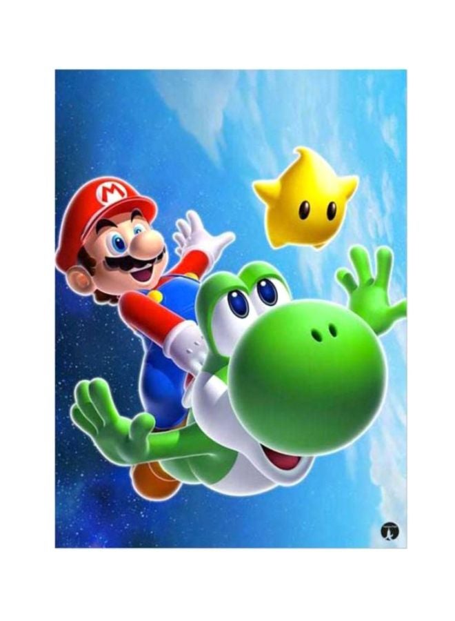 بي بي لوحة ماوس مطبوعة برسمة مقتبسة من لعبة "Super Mario" أزرق/أخضر/أبيض