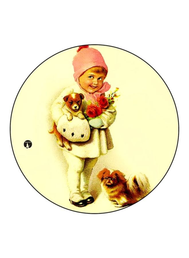 BP Vintage Art Round Mouse Pad Beige/Brown/Red
