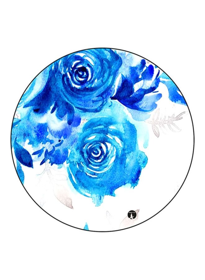 Flowers Printed Mouse Pad Blue/White