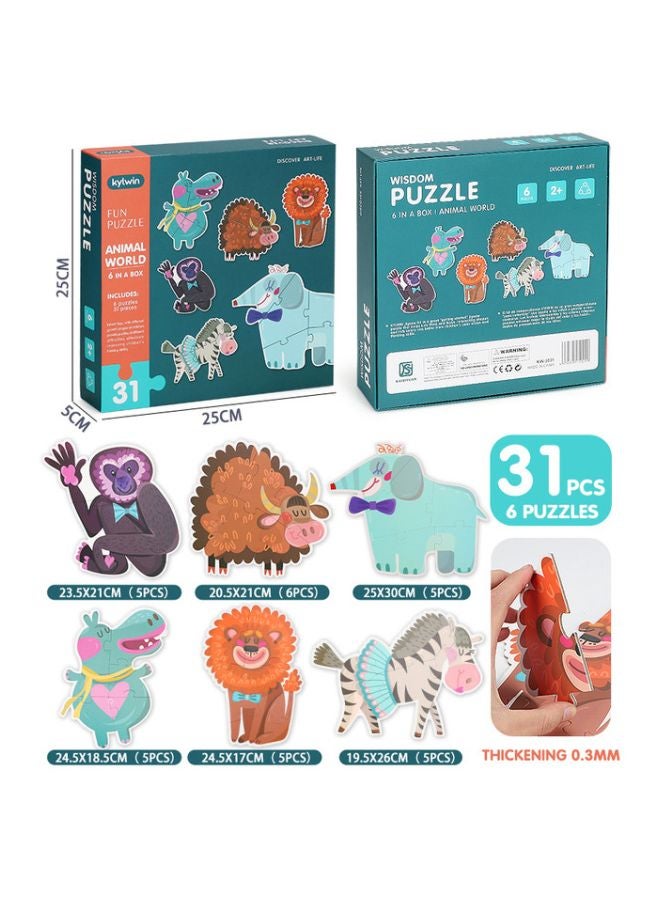 FAMILY CENTER 31- Piece Jigsaw 6 Puzzle Animal World 22-3001Kw - Image 3