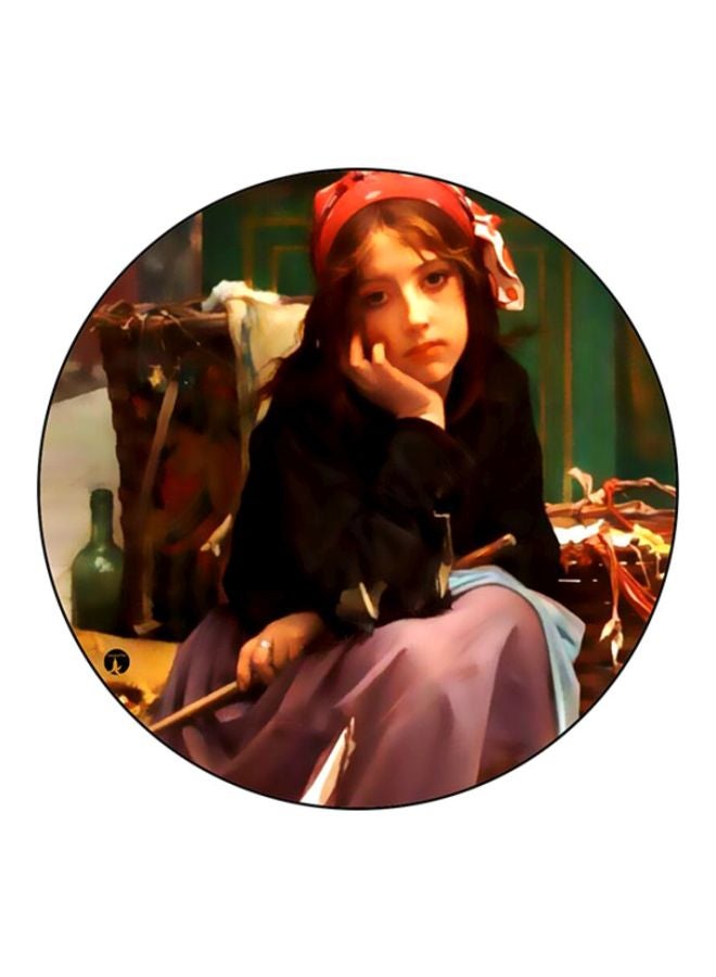 وسادة ماوس بتصميم فتاة أسود/وردي/بني