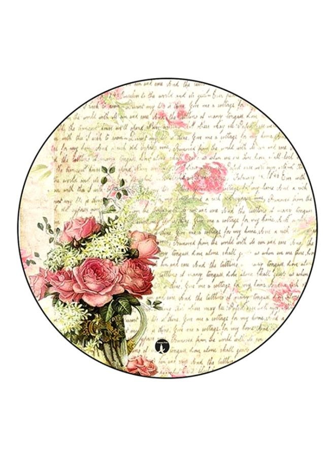 Vintage Art Print Mouse Pad Beige/Green/Pink