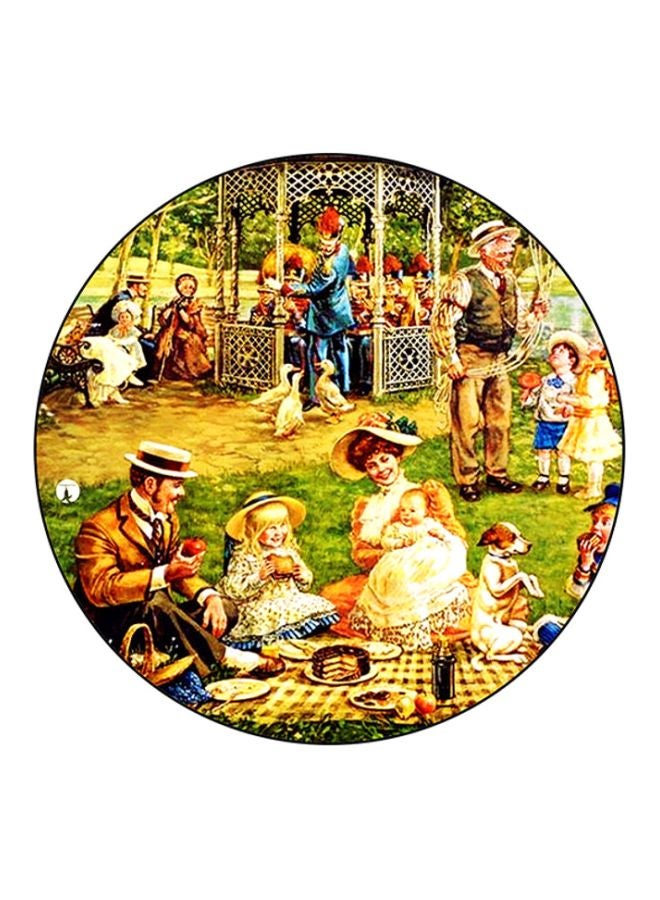 BP Vintage Art Printed Round Mouse Pad Green/Yellow/Blue