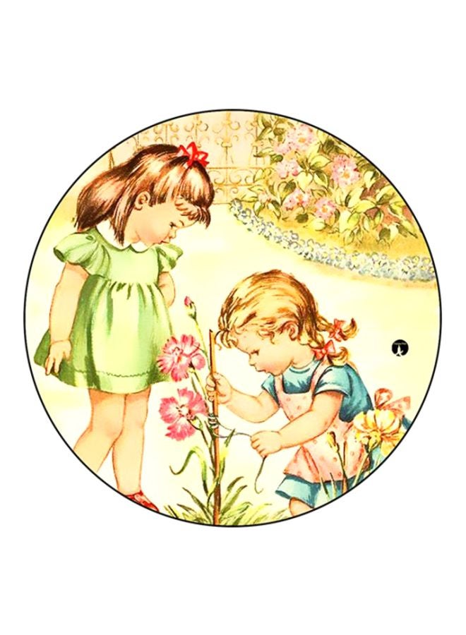BP Vintage Art Printed Mouse Pad Beige/Green/Pink
