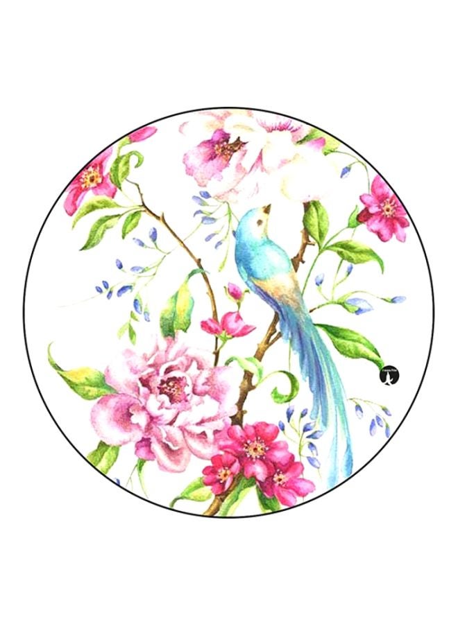 BP Birds Printed Round Mouse Pad White/Pink/Green