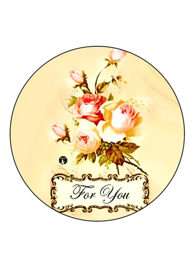 BP English Phrases Round Mouse Pad Beige/Pink/Black