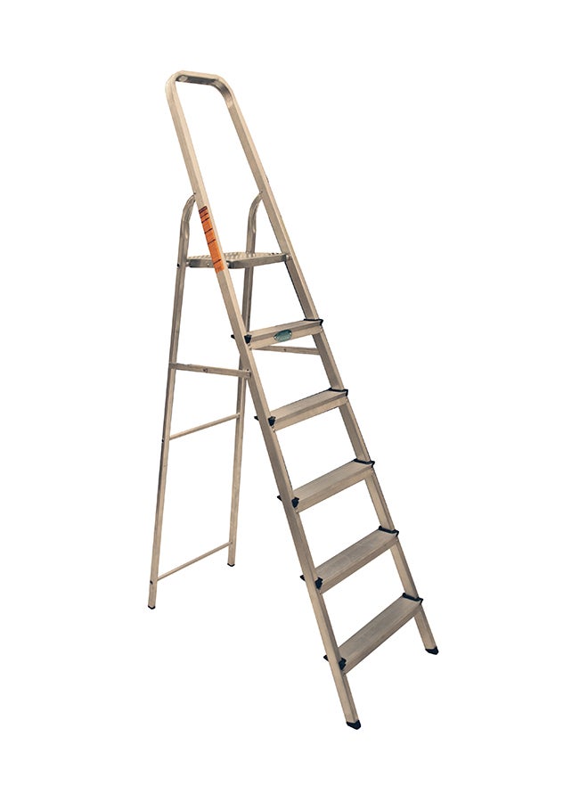 Penguin 6-Step Aluminium Platform Ladder Silver 195x48x11cm  - Image 1