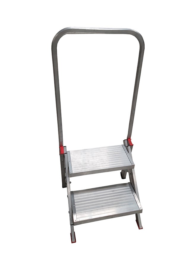 Penguin 2-Step Compact Stool Ladder Silver 79x55x17cm  - Image 1