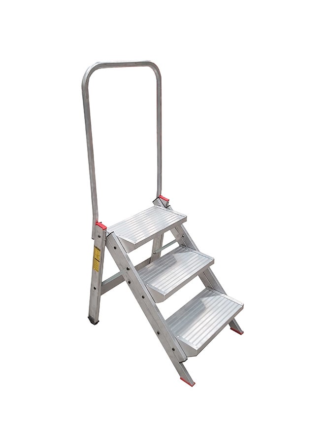 Penguin 3-Step Compact Stool Ladder Silver 107x55x20cm  - Image 1