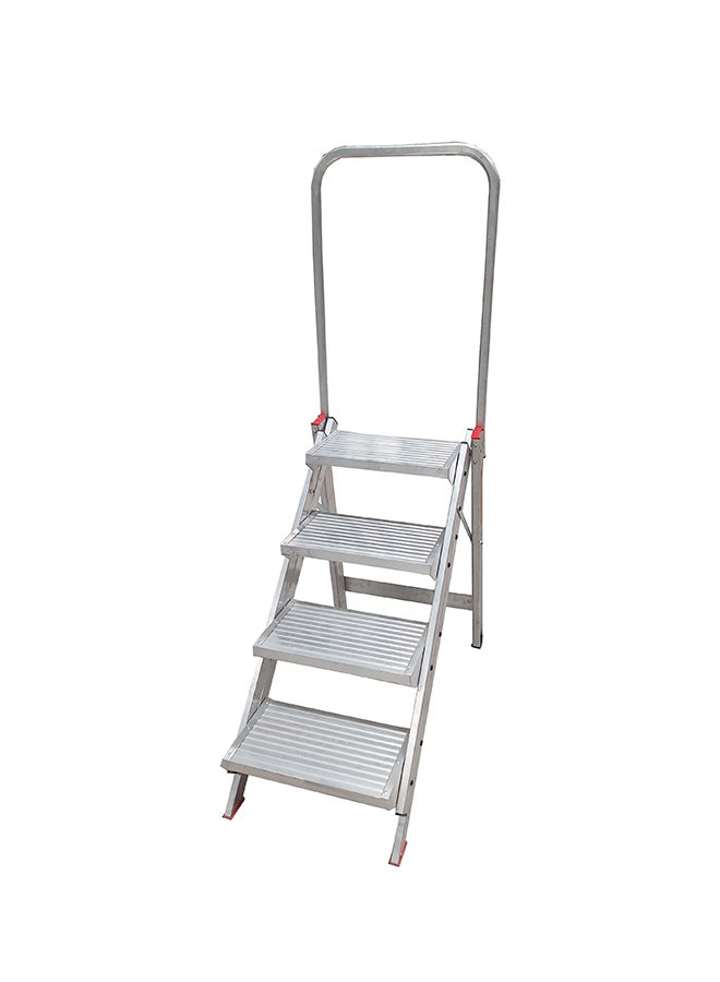 Penguin 4-Step Compact Stool Ladder Silver 135x55x20cm  - Image 1